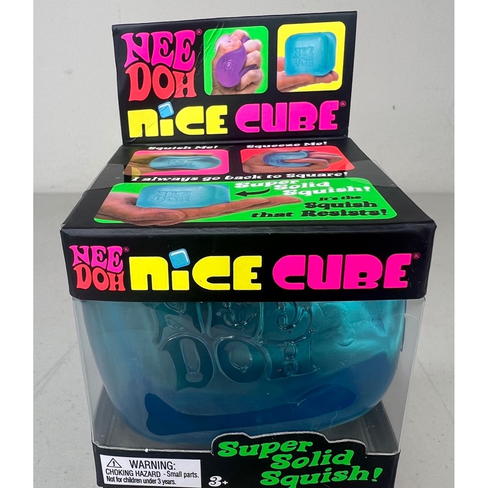 NEW Schylling NeeDoh Nice Cube Blue Super Solid Squish Fidget Stress Toy